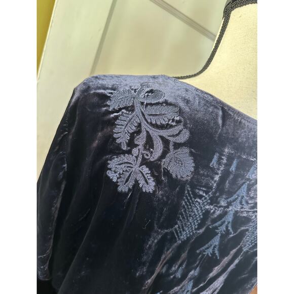 Johnny Was Los Angeles Holland Embroidered Tunic In Navy Blue Velvet 1X - Picture 13 of 15